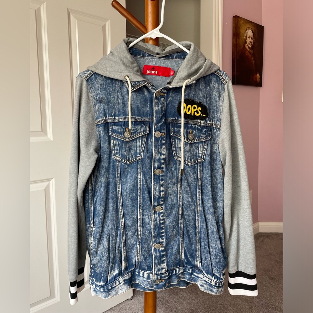Classic Jean jacket with a hoodie like design!
